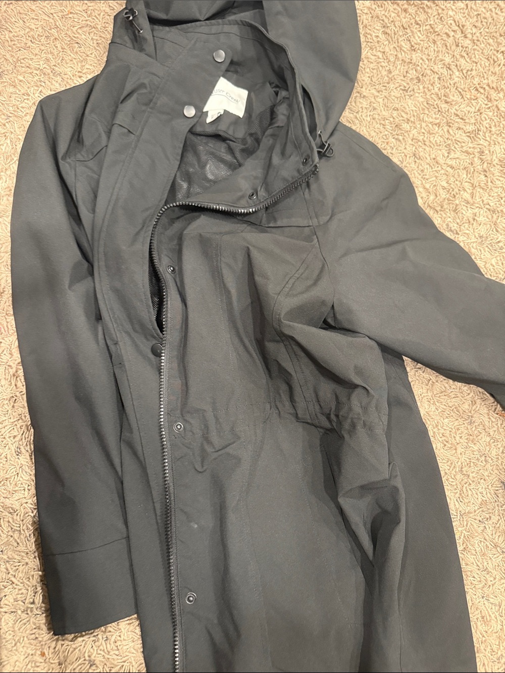Coldwater Creek Men's Black Hooded Raincoat